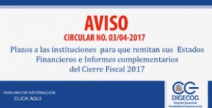 Digecog emite plazos para remisión información financiera del Cierre Fiscal 2017